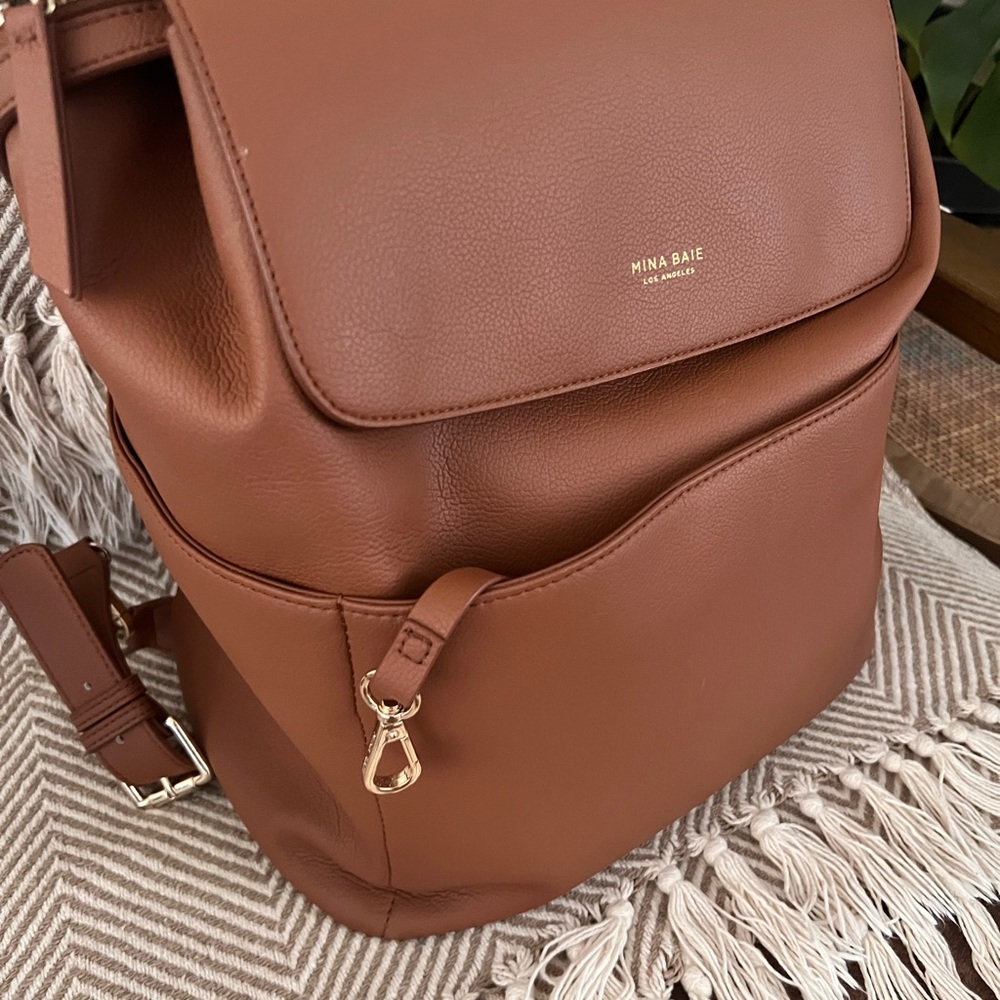 Mina Baie Kinney Vegan Leather Full Backpack in Terra
